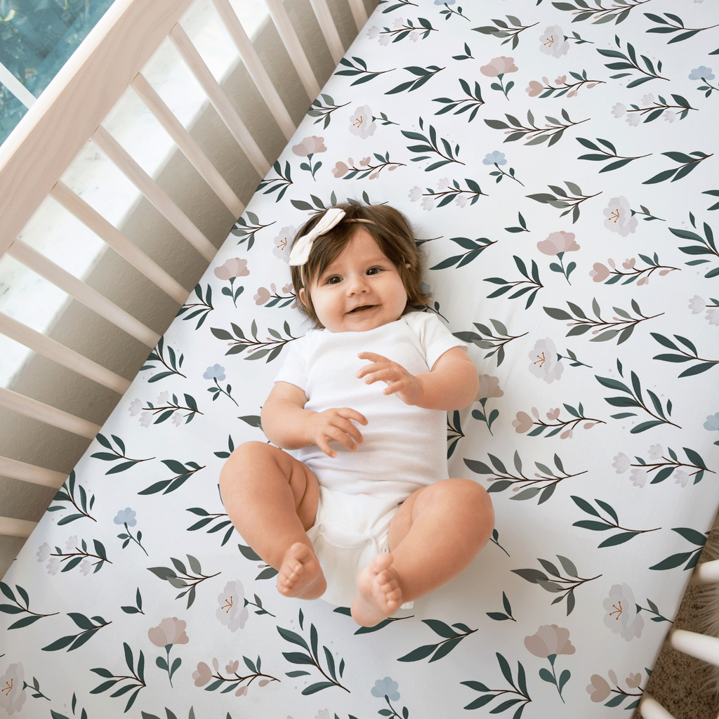 Floral Jersey Crib Sheet | Whispering Meadows Collection