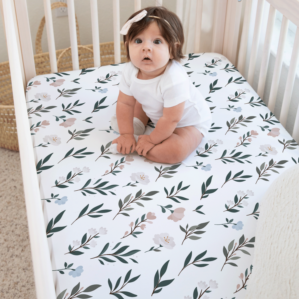 Floral Jersey Crib Sheet | Whispering Meadows Collection