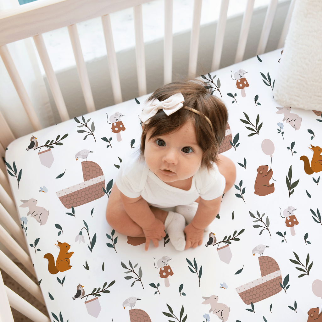 Squirrel Jersey Crib Sheet | Whispering Meadows Collection